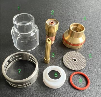 WP-17/18/26 Kit de boquilla transparente de champán TIG Accesorios de soldadura para soldaduras consistentes