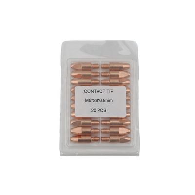 Puerto de gas Copper Mig Soldadura antorcha punta de contacto superior M6 28 0.8MM para accesorios TIG