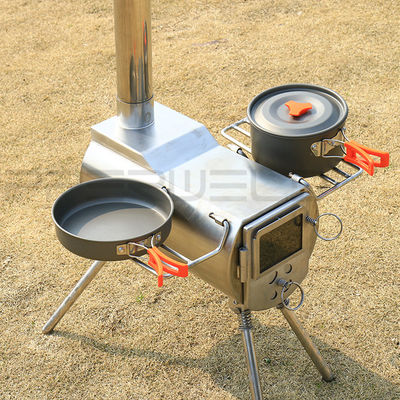 Camping 304 Estufas de acero inoxidable con chimenea fuerte resistencia a la presión