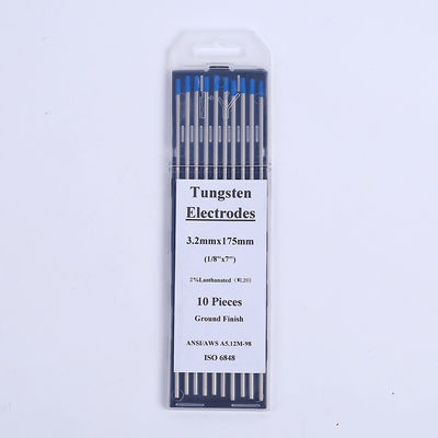 Apoyo personalizado de barra 10 paquetes azul TIG soldadura electrodos de tungsteno 2% Lanthanated WL20