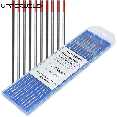 10 paquetes de electrodos de tungsteno de soldadura TIG de 2 por ciento de color rojo toro WT20 3/32 &quot;