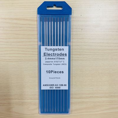 Electrodos de tungsteno WE3 de cabeza negra de tungsteno compuesto de 2,4 mm * 175 mm Ideal para soldadura TIG