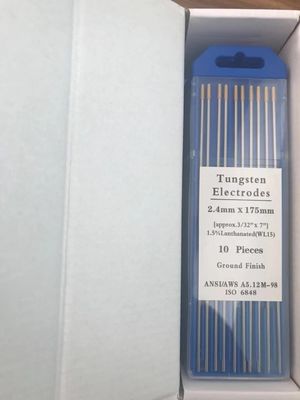 Electrodos de tungsteno WL15 1,5% Lanthanated Golden Head 2,4 mm para consumibles de soldadura TIG