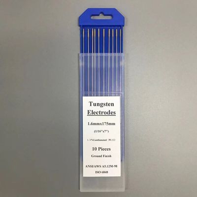 Electrodos de tungsteno WL15 1,5% Lanthanated cabeza de oro 1,6 mm para TIG materiales de consumo de soldadura