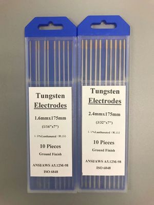 Electrodos de tungsteno WL15 1,5% Lanthanated cabeza de oro 1,6 mm para TIG materiales de consumo de soldadura