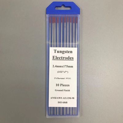 Los electrodos de tungsteno de soldadura de varilla punta roja 2% toria 2.4 mm * 175 mm para soldadura TIG