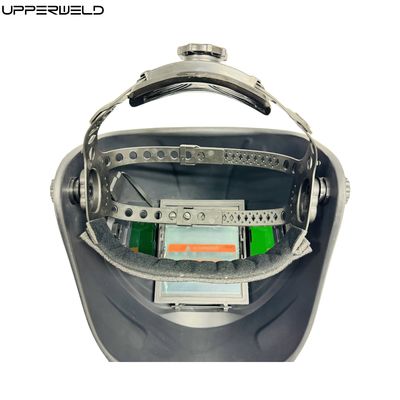 Casco de soldadura Auto oscurecimiento resistente al calor Alarma de bajo volumen Área de visión 103 x 90 mm