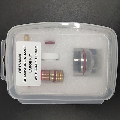 WP-17/18/26 Champagne 3.2 mm Tig Boquilla Kit grande con adaptador para soldadura de cuarzo TIG