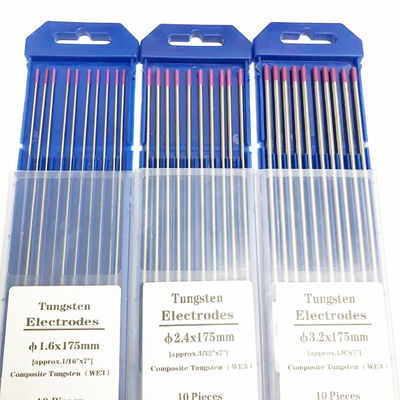 Soluciones de soldadura Electrodos de tungsteno WE3 Compuesto púrpura 3/32 x 7 para soldadura CC/AC