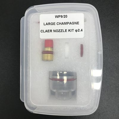 WP-9/20 Kit de boquilla de cuarzo claro de champán grande para accesorios de soldadura Tig de 2,4 mm
