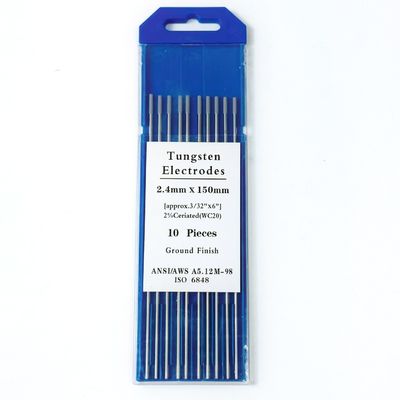 Accesorios de soldadura TIG WC20 Varillas de tungsteno de punta gris con corriente de funcionamiento CC/AC
