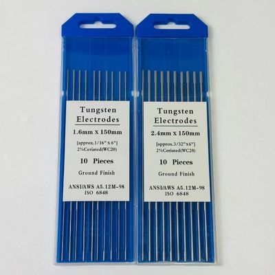 Soporte de ODM personalizado Electrodos de tungsteno WC20 de 1,6 mm*150 mm para consumibles de soldadura TIG