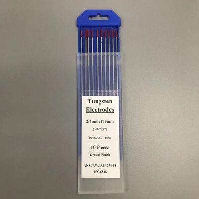 2.4mm*175mm WT20 Electrodos de tungsteno para antorcha de soldadura TIG punta roja soporte personalizado