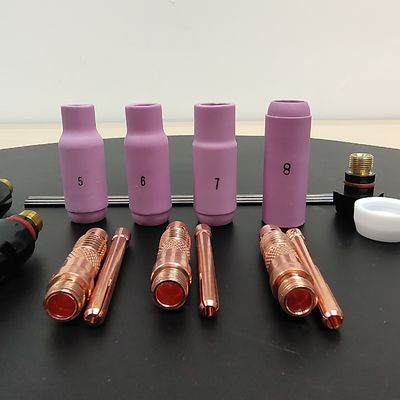 WP17 superior 18 26-10N 17Kit Lente de gas de aluminio Boquilla trasera de la taza TIG Accesorios de soldadura Kit de enfriamiento por aire