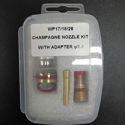 Componentes y accesorios de la antorcha de soldadura Tig clara Kit de boquilla de champán con adaptador de 2,4 mm