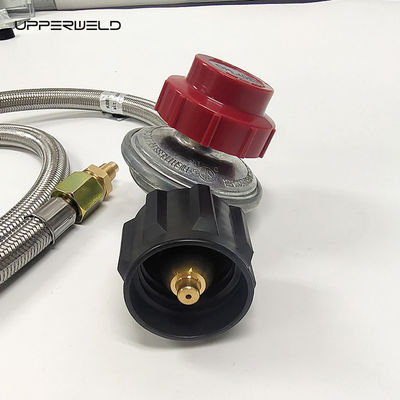 5 pies rojo y plata propano de acero inoxidable trenzado tanque de campamento de gas de gas licuado con medidor