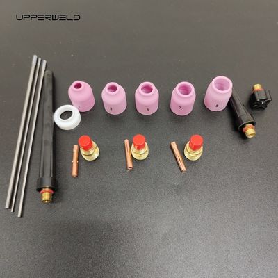 18pcs de aluminio boquilla de colleta cuerpo aislador de electrodos TIG soldadura de antorcha Kit de consumibles