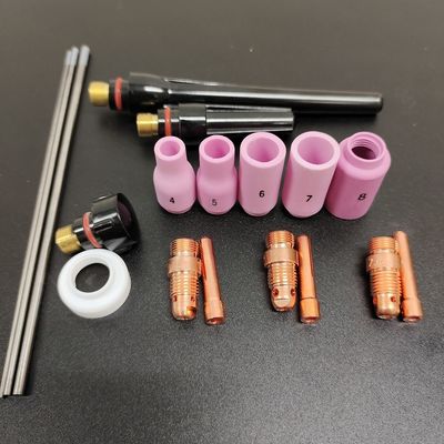 0.28KG de aluminio boquilla de colgante cuerpo aislante de electrodos TIG de soldadura de antorcha de consumo Kit para WP-17/18/26 13N 18pcs