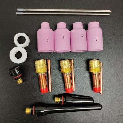 WP-17/18/26 Kit de consumibles de antorchas de soldadura TIG para electrodos de 1,6 mm/2,4 mm/3,2 mm 18 piezas