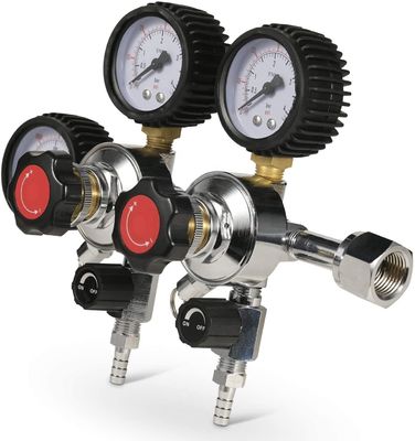 Inicio Cerveza de cerveza Regulador de doble calibre superior de CO2 con válvula de seguridad de alivio de presión