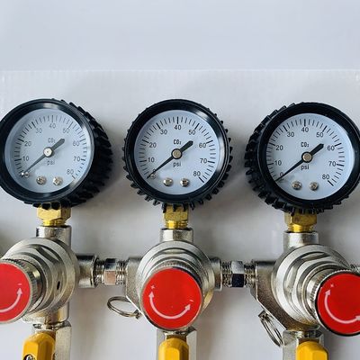 Inicio Cerveza de cerveza Regulador de doble calibre superior de CO2 con válvula de seguridad de alivio de presión