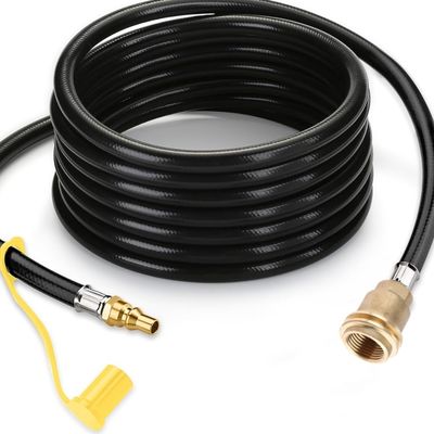 15 pies de manguera Negro GLP superior de propano de latón Adaptador de manguera Kit para autocaravanas Tanque RV Camping
