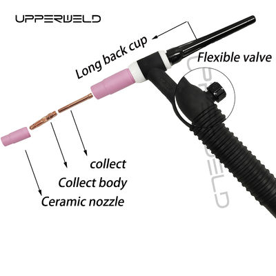 Partes de antorchas de soldadura WP26 TIG refrigeradas por aire para cables de 4 m de longitud y cabeza flexible