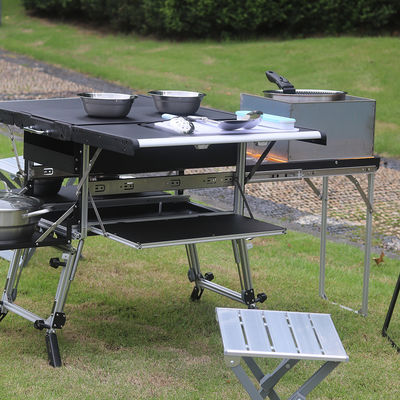 Mesa de acampada de aluminio multifuncional para cocinar fácilmente y cocinar en actividades al aire libre