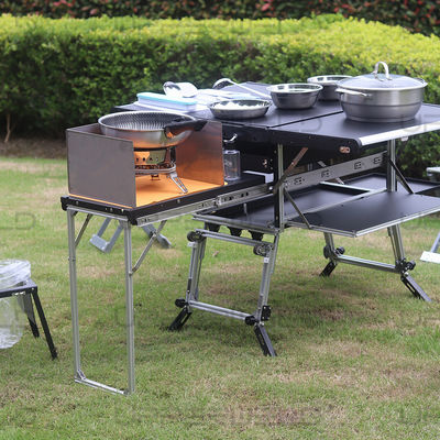 Moderno diseño de camping mesa de cocina con armario de almacenamiento caja de papel blanco método de paquete