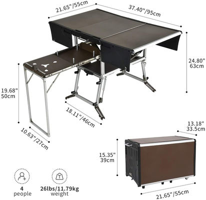 Moderno diseño de camping mesa de cocina con armario de almacenamiento caja de papel blanco método de paquete