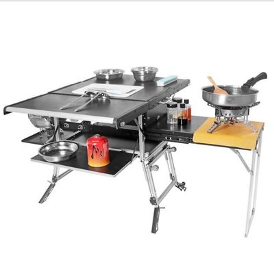 Mesa de acero inoxidable plegable de aluminio para cocina portátil en automóvil o casa