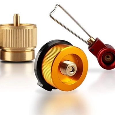 Adaptador de entrada de tanque pequeño de propano exterior para quemadores amarillos de horno de campamento de barbacoa