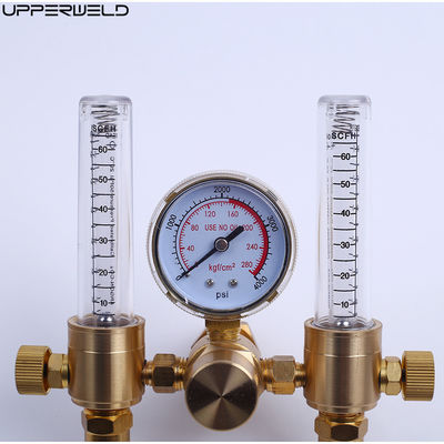 Medidor de flujo de regulador de gas de argón de doble salida de latón con entrada CGA580 y salida 5/8