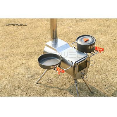 Estufas de madera para acampar de acero inoxidable y tubo de chimenea de 3,5 pulgadas incluidas