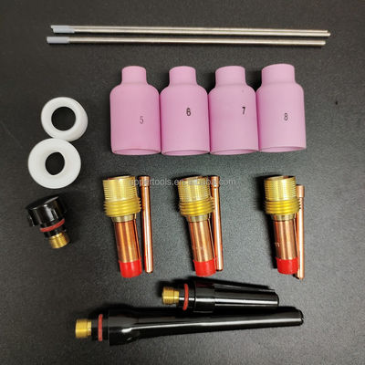 WP 17 18/26 TIG Kit de soldadura de tazas con taza de vidrio Collets cuerpo lente de gas y boquilla de cerámica