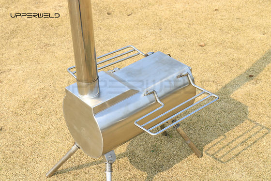 Estufas de madera para acampar de acero inoxidable y tubo de chimenea de 3,5 pulgadas incluidas