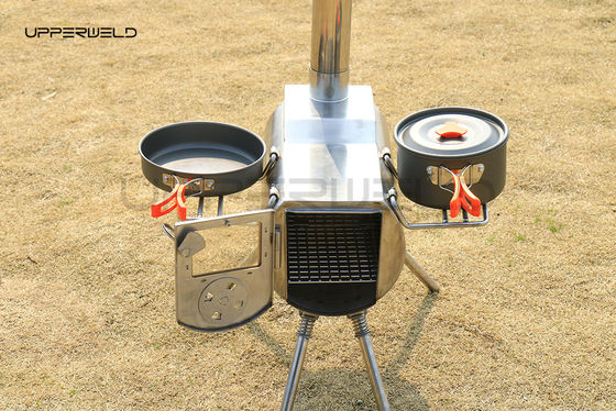 Estufas de madera para acampar de acero inoxidable y tubo de chimenea de 3,5 pulgadas incluidas