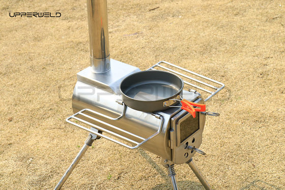 Estufas de madera para acampar de acero inoxidable y tubo de chimenea de 3,5 pulgadas incluidas