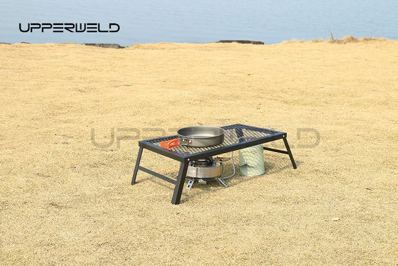 Grill de fuego de campamento plegable negro Grill de campamento portátil pesado para acampar al aire libre