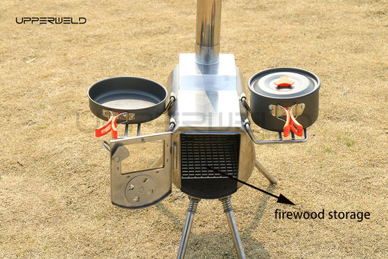 Camping 304 Estufas de acero inoxidable con chimenea fuerte resistencia a la presión