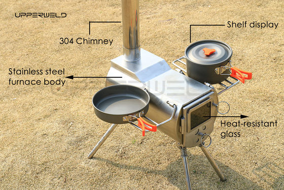 Camping 304 Estufas de acero inoxidable con chimenea fuerte resistencia a la presión