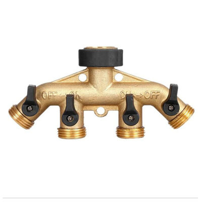 Adaptador de manguera de jardín de 4 vías de bronce
