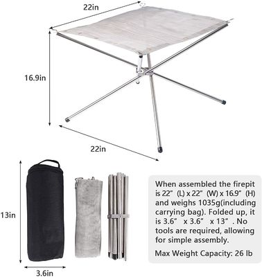 Fuego de mesa de hierro de acero colapsado Fuego de malla de acero para acampar patio trasero y jardín
