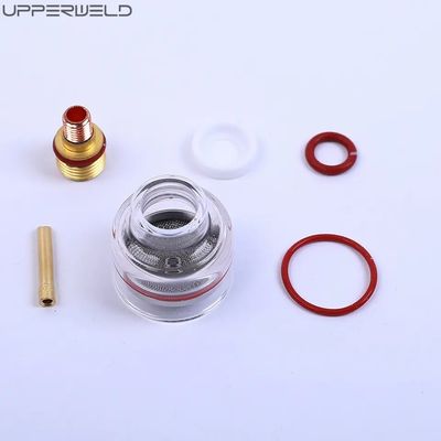 WP-17/18/26 2.4 Kit de lente de gas con antorcha de soldadura TIG 1/16' 3/32' 1/8' Kit de copa de piréx con boquilla transparente