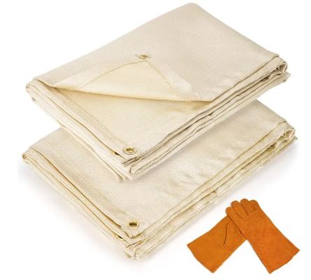 Cubierta de soldadura 100% retardante de llama 6x8 pies 2 paquetes con guantes de protección para las manos