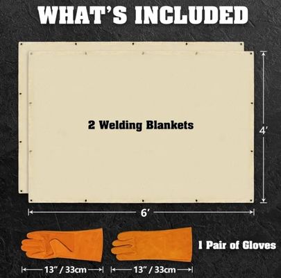 Cubierta de soldadura 100% retardante de llama 6x8 pies 2 paquetes con guantes de protección para las manos