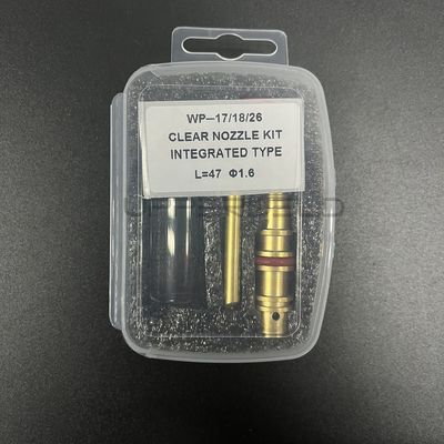 Wp17/18/26 Torcha de soldadura Tig Kit de boquilla transparente Tipo integrado L 47 1.6 para vasos de vidrio
