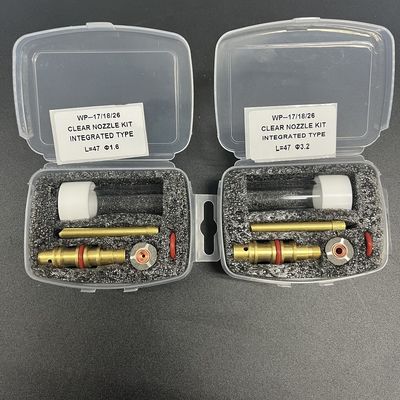 Wp17/18/26 Torcha de soldadura Tig Kit de boquilla transparente Tipo integrado L 47 1.6 para vasos de vidrio