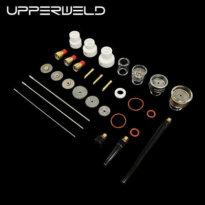 Accesorios de antorchas de soldadura 48PCS Componentes de repuesto de boquilla transparente Incluye collet Upperweld
