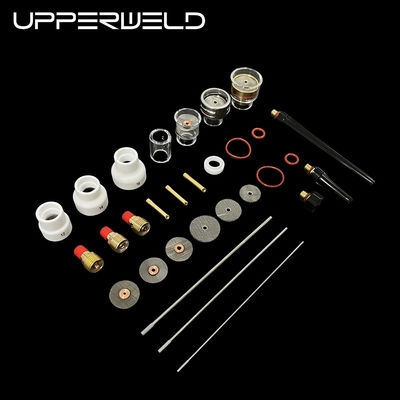 Accesorios de antorchas de soldadura 48PCS Componentes de repuesto de boquilla transparente Incluye collet Upperweld